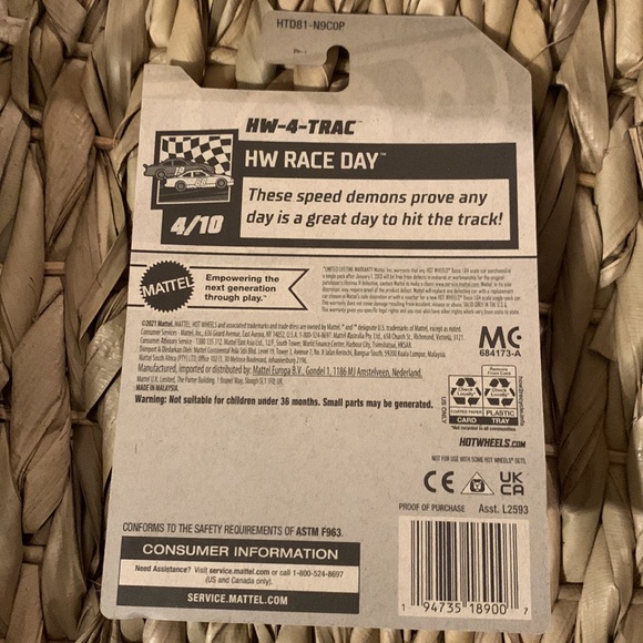 Hot Wheels Racing Car HW 4 Trac Race Day Hotwheels Racer Netflix Lets Race New - Picture 3 of 6